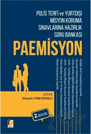 Polis Terfi ve Yurtdışı Misyon Koruma Sınavlarına Hazırlık Soru Bankası – Hüseyin Cüneydioğlu – Adalet Yayınevi kitap kapağı