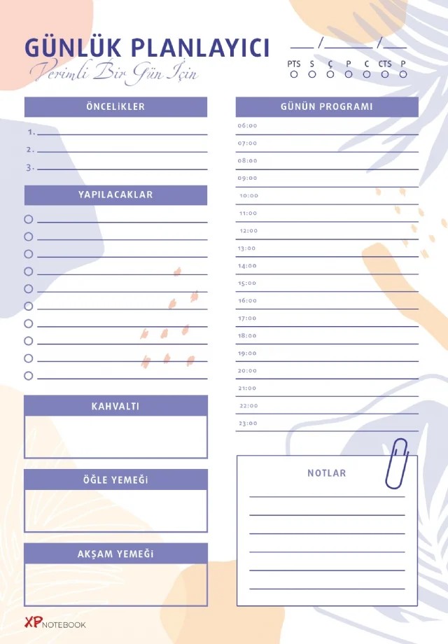 GÜNLÜK PLANLAYICI / Çek Kopar - Evde, Okulda, İşte – Komisyon – XP Notebook kitap kapağı