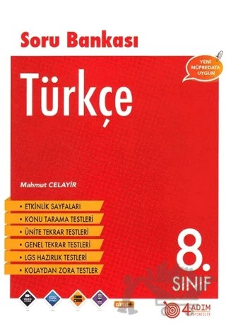 8. Sınıf Türkçe Soru Bankası – Mahmut Celayir – 4 Adım Yayınları kitap kapağı