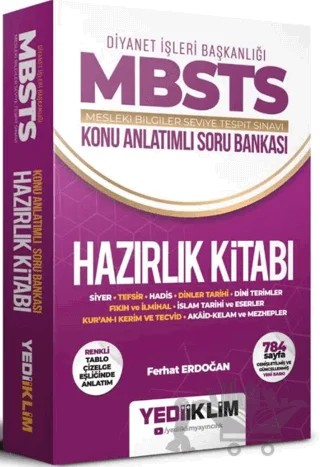 Diyanet İşleri Başkanlığı Mesleki Bilgiler Seviye Tespit Sınavı MBSTS Konu Anlatımlı Soru Bankası – Kolektif – Yediiklim Yayınları kitap kapağı