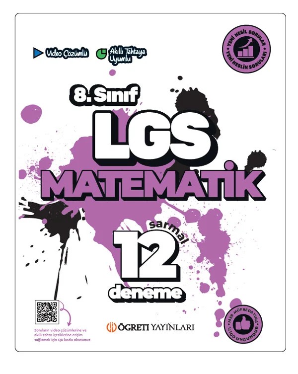 LGS 8.Sınıf Matematik Sarmal 12 Deneme – Değerli Okuyucularımız – Öğreti Akademi kitap kapağı