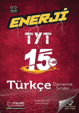 Palme YKS TYT Enerji Türkçe 15 Deneme Sınavı Video Çözümlü – Serkan Bozkurt, Serkan Yılmaz – Palme Yayınları kitap kapağı