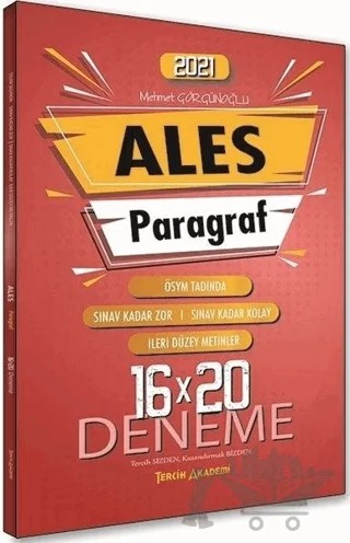 2021 ALES Paragraf Sözel Yetenek 16x20 Deneme – Mehmet Görgünoğlu – Tercih Akademi Yayınları kitap kapağı