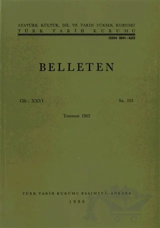 Belleten Sayı: 103 Cilt: 26 – Türk Tarih Kurumu Yayınları kitap kapağı