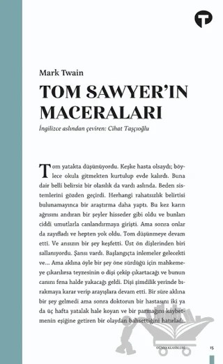Tom Sawyer'in Maceraları – Mark Twaın – Turkuvaz Kitap kitap kapağı