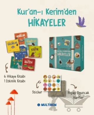 Kuran-ı Kerim'den Hikayeler Seti - 7 Kitap Ahşap Oyuncak Ve Sticker - Kutulu Özel Set – Nurcan Yıldırım – Multibem Yayınları kitap kapağı