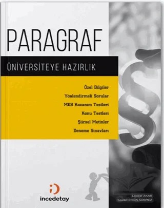 YKS Paragraf Soru Bankası – Lalezar Akar, Saadet Engin Sönmez – İncedetay Yayıncılık kitap kapağı