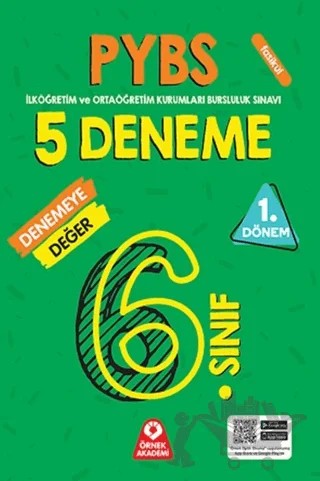 6. Sınıf PYBS Parasız Yatılılık ve Bursluluk Sınavı 1. Dönem Denemeye Değer 5 Deneme – Kolektif – Örnek Akademi kitap kapağı