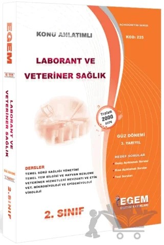 2. Sınıf 3. Yarıyıl Laborant ve Veteriner Sağlık Konu Anlatımlı Soru Bankası - Kod 225 – Kolektif – Egem Eğitim Yayınları kitap kapağı