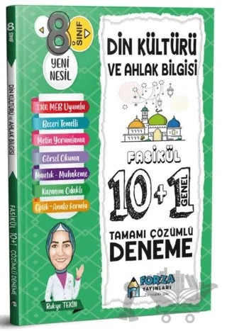 8. Sınıf LGS Din Kültürü ve Ahlak Bilgisi Tamamı Çözümlü Fasikül 10 Branş 1 Genel Deneme – Rukiye Tekin – Forza Yayınları kitap kapağı