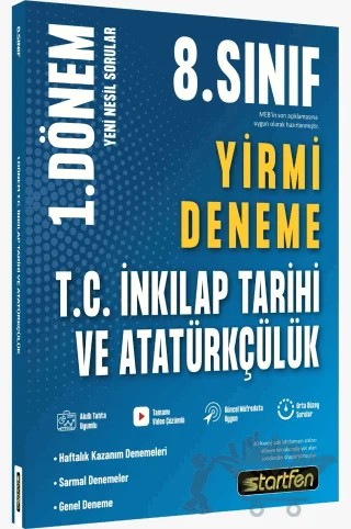 8. Sınıf 1. Dönem T.C. İnkılap Tarihi ve Atatürkçülük Yirmi Deneme – Kolektif – Startfen Yayınları kitap kapağı