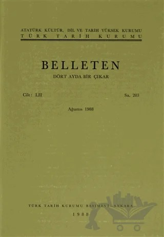 Belleten Sayı: 203 Cilt: 52 – Türk Tarih Kurumu Yayınları kitap kapağı