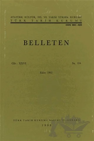 Belleten Sayı: 104 Cilt: 26 – Türk Tarih Kurumu Yayınları kitap kapağı