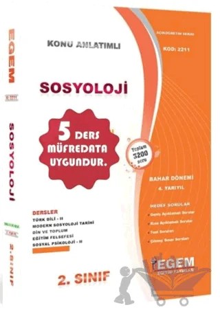2. Sınıf Sosyoloji Bahar Dönemi Konu Anlatımlı Soru Bankası 4. Yarıyıl – Kolektif – Egem Eğitim Yayınları kitap kapağı