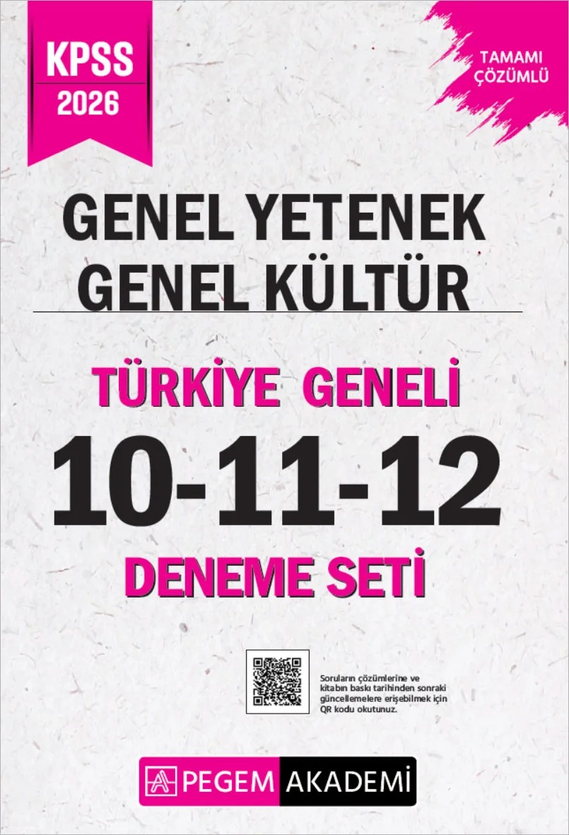 2026 KPSS Genel Yetenek Genel Kültür Tamamı Çözümlü Türkiye Geneli 10-11-12 (3'lü Deneme Seti) – 12 (3'lü Deneme Seti) – Pegem Akademi Yayıncılık kitap kapağı