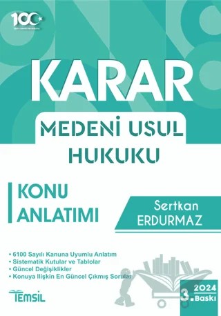 Karar Medeni Usul Hukuku Konu Anlatımı – Sertkan Erdurmaz – Temsil Kitap kitap kapağı