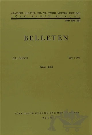 Belleten Sayı: 106 Cilt: 27 – Türk Tarih Kurumu Yayınları kitap kapağı