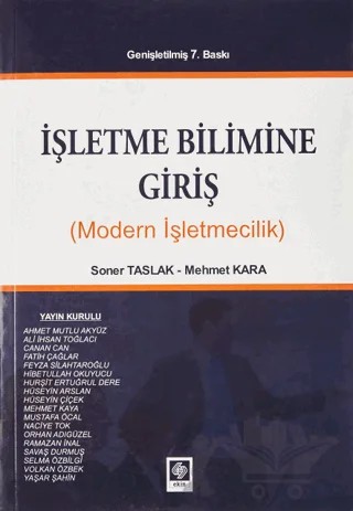 İşletme Bilimine Giriş – Mehmet Kara, Soner Taslak – Ekin Basım Yayın kitap kapağı