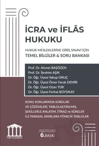 İcra ve İflas Hukuku - Hukuk Mesleklerine Giriş Sınavı İçin Temel Bilgiler ve Soru Bankası – Ferhat Büyükay, Ahmet Başözen, İbrahim Aşık, Yakup Oruç, Ömer Faruk Demir, Ozan Tok – Adalet Yayınevi kitap kapağı