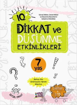IQ Dikkat ve Düşünme Etkinlikleri 7 Yaş - (3 Kitap + 3 CD) – Atiye Koç, Berkay Dinç, Gönül Kazancı Yeprem – Minik Ada kitap kapağı