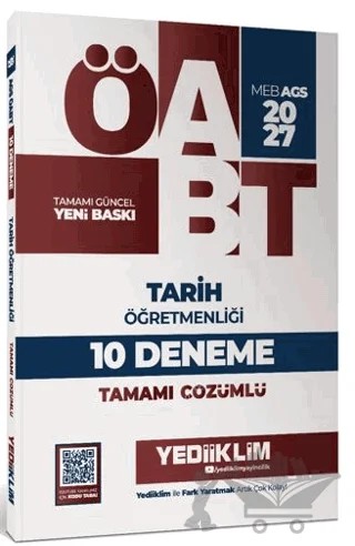 2027 MEB AGS ÖABT Tarih Öğretmenliği Tamamı Çözümlü 10 Deneme Sınavı – Kolektif – Yediiklim Yayınları kitap kapağı