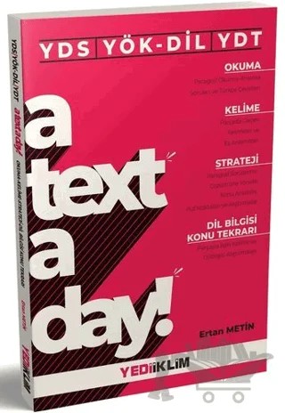 2021 YDS YÖK-DİL YDT A Text A Day Okuma Kelime Strateji Dil Bilgisi Konu Tekrarı – Ertan Metin – Yediiklim Yayınları kitap kapağı