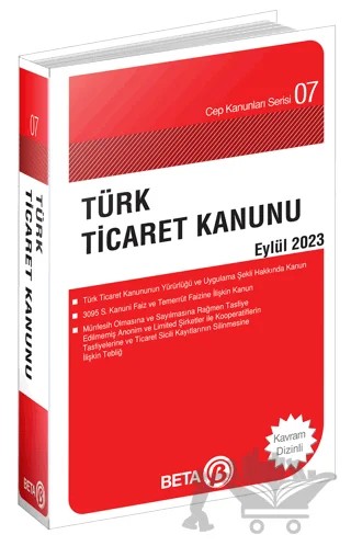 Türk Ticaret Kanunu - Eylül 2023 – Kolektif – Beta Yayınevi kitap kapağı