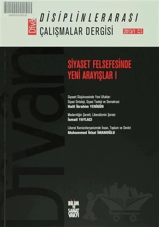Divan: Disiplinlerarası Çalışmalar Dergisi 2013/1 Sayı: 34 - Cilt 18 – Bilim ve Sanat Vakfı kitap kapağı
