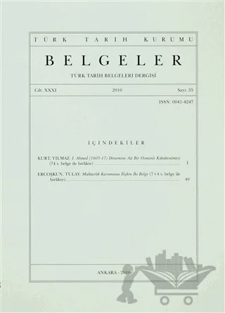 Türk Tarih Belgeleri Dergisi Cilt: 31 Sayı: 35 – Türk Tarih Kurumu Yayınları kitap kapağı