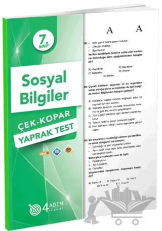 7. Sınıf Sosyal Bilgiler Çek Kopar Yaprak Test – Kolektif – 4 Adım Yayınları kitap kapağı