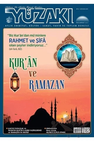Yüzakı Aylık Edebiyat, Kültür - Sanat, Tarih ve Toplum Dergisi Sayı: 182 Nisan 2020 – Yüzakı Yayıncılık kitap kapağı