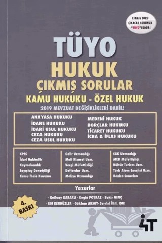 Tüyo Hukuk Çıkmış Sorular Kamu Hukuku-Özel Hukuk – Kolektif – 4T Yayınları kitap kapağı