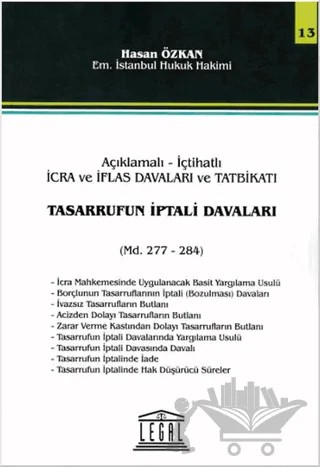 Tasarrufun İptali Davaları Md. 277-284 – Hasan Özkan – Legal Yayıncılık kitap kapağı
