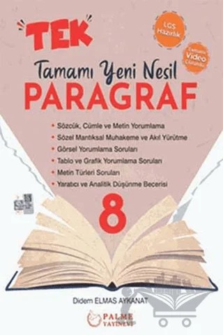 8. Sınıf Tek Paragraf Tamamı Yeni Nesil Soru Kitabı – Didem Elmas Aykanat – Palme Yayınları kitap kapağı
