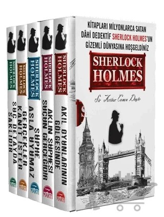 Sherlock Holmes Seti - 5 Kitap Takım - 125x195 Yeni Ebatlı – Sir Arthur Conan Doyle – Martı Yayınları kitap kapağı