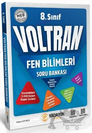 Voltran 8.Sınıf Fen Bilimleri Soru Bankası – Hatice Koyuncu – Madalyon Yayınları kitap kapağı