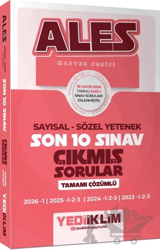 ALES Master Serisi Sayısal Sözel Yetenek Tamamı Çözümlü Son 10 Sınav Çıkmış Sorular (10 Mayıs 2026 ALES - 1 Ekli) – Kolektif – Yediiklim Yayınları kitap kapağı
