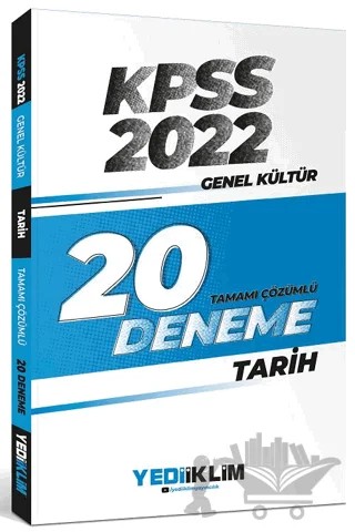 2022 KPSS Genel Kültür Tarih Tamamı Çözümlü 20 Deneme Sınavı – Kolektif – Yediiklim Yayınları kitap kapağı