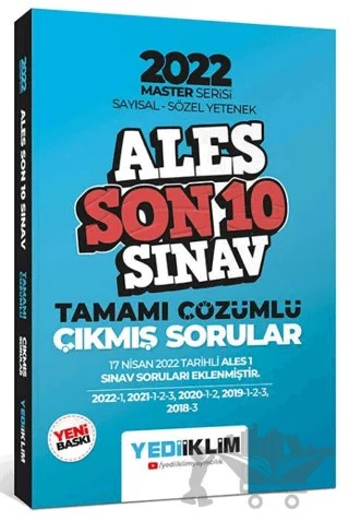 2022 ALES Master Serisi Sayısal Sözel Yetenek Son 10 Sınav Tamamı Çözümlü Çıkmış Sorular – Kolektif – Yediiklim Yayınları kitap kapağı
