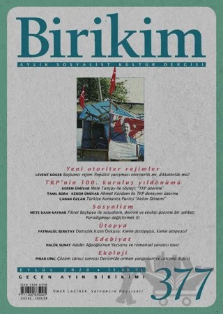 Birikim Aylık Sosyalist Kültür Dergisi Sayı: 377 Eylül 2020 – Birikim Yayınları kitap kapağı