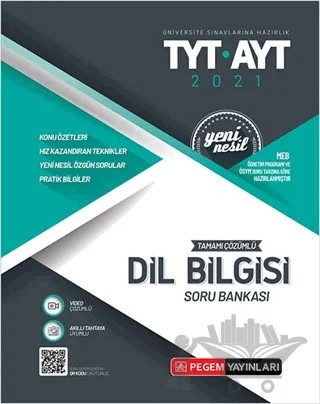 Üniversite Sınavlarına Hazırlık TYT-AYT Tamamı Çözümlü Dil Bilgisi Soru Bankası – Kolektif – Pegem Akademi Yayıncılık kitap kapağı