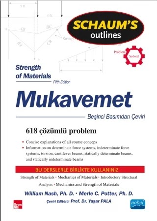 MUKAVEMET / Strength Of Materials / Schaum's – Merle C. POTTER - Craig W. SOMERTON, McGraw-Hill – Nobel Akademik Yayıncılık kitap kapağı