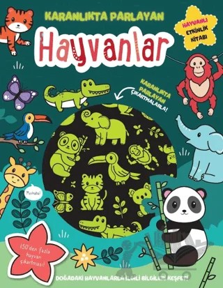 Karanlıkta Parlayan Kitaplar - Hayvanlar (Parlayan Çıkartmalar – Lisa Regan – İndigo Çocuk kitap kapağı