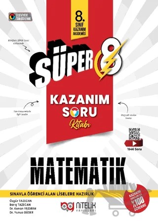 Süper 8 Matematik Kazanım Soru Kitabı – Özgür Tazecan, Barış Tazecan, Kenan Yıldırım, Yunus Güder – Nitelik Yayınları kitap kapağı