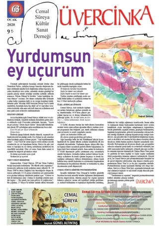 Üvercinka Dergisi Sayı: 63 Ocak 2020 – Üvercinka Dergisi kitap kapağı