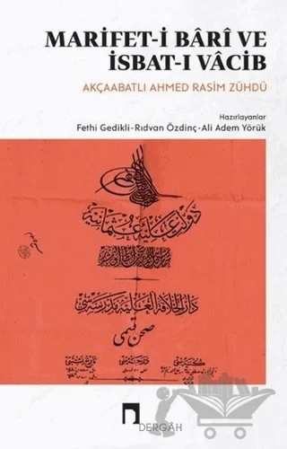 Marifet-i Bari ve İsbat-ı Vacib – Ahmed Rasim Zühdü – Dergah Yayınları kitap kapağı