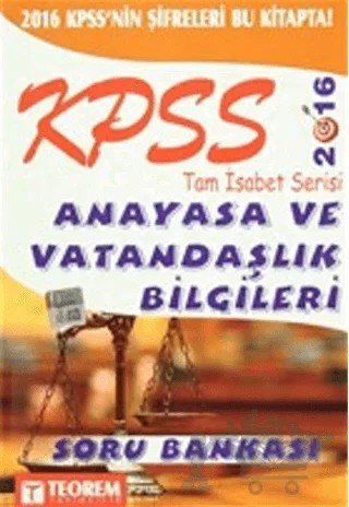 2016 KPSS Tam İsabet Serisi Anayasa ve Vatandaşlık Bilgileri Soru Bankası – Kolektif – Teorem Yayıncılık kitap kapağı