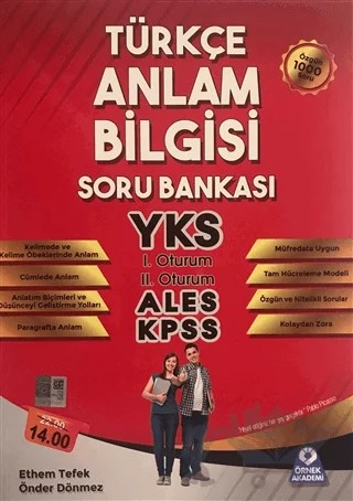 Türkçe Anlam Bilgisi Soru Bankası – Ethem Tefek, Önder Dönmez – Örnek Akademi kitap kapağı