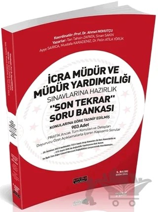 İcra Müdür ve Müdür Yardımcılığı Son Tekrar Soru Bankası – Ahmet Nohutçu, Tan Tahsin Zapata, Sinan Sakin, Ayşe Sarıca, Mustafa Karadeniz, Pelin Atila Yörük – Savaş Yayınevi kitap kapağı