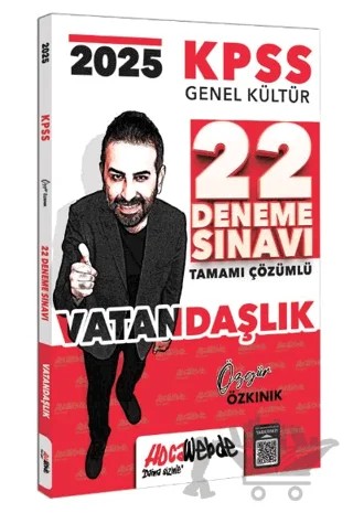 2025 KPSS GK Vatandaşlık Tamamı Çözümlü 22 Deneme Sınavı – Özgür Özkınık – HocaWebde Yayınları kitap kapağı